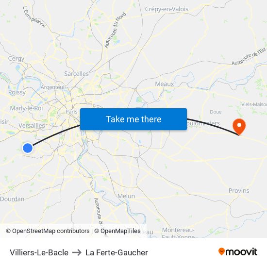 Villiers-Le-Bacle to La Ferte-Gaucher map