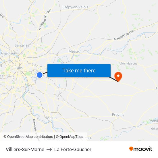 Villiers-Sur-Marne to La Ferte-Gaucher map