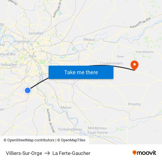 Villiers-Sur-Orge to La Ferte-Gaucher map