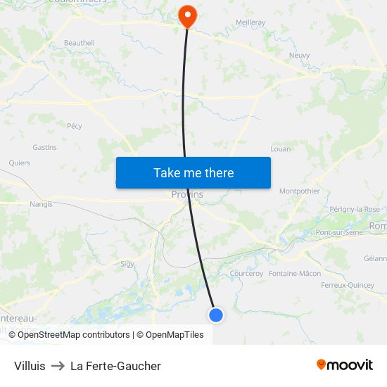 Villuis to La Ferte-Gaucher map