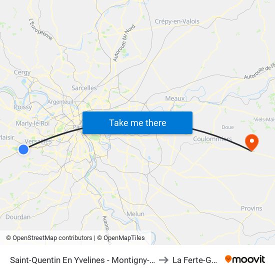Saint-Quentin En Yvelines - Montigny-Le-Bretonneux to La Ferte-Gaucher map
