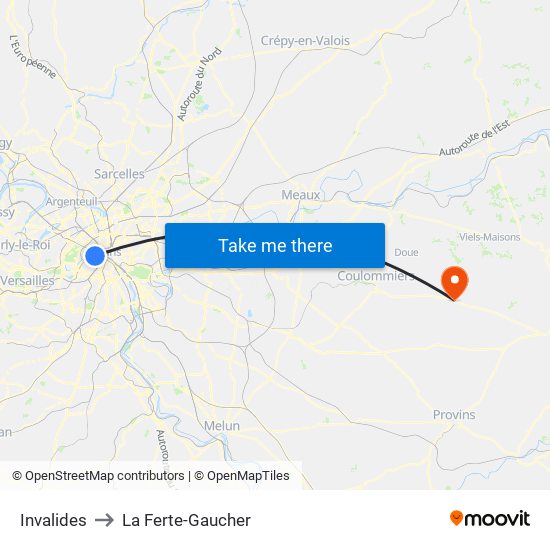 Invalides to La Ferte-Gaucher map