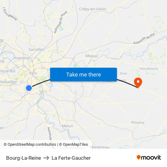 Bourg-La-Reine to La Ferte-Gaucher map