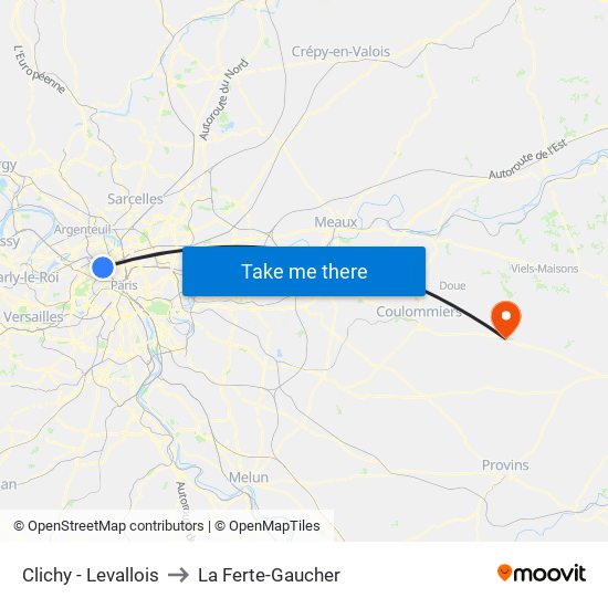 Clichy - Levallois to La Ferte-Gaucher map