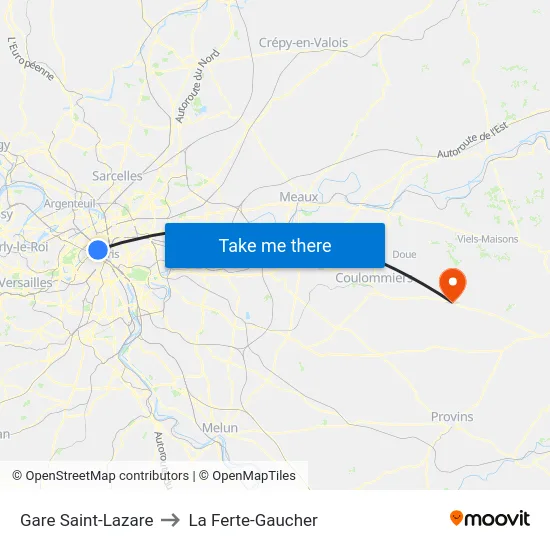 Gare Saint-Lazare to La Ferte-Gaucher map