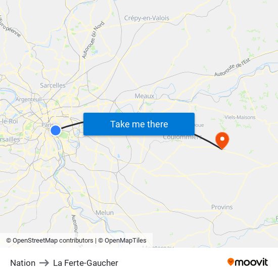 Nation to La Ferte-Gaucher map