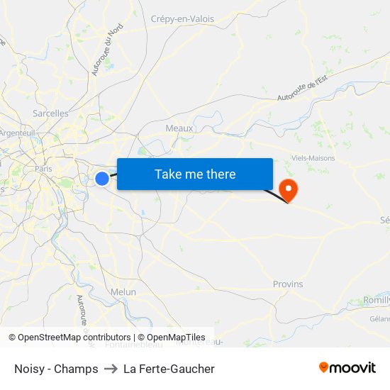 Noisy - Champs to La Ferte-Gaucher map