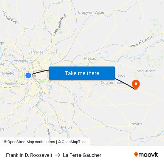 Franklin D. Roosevelt to La Ferte-Gaucher map