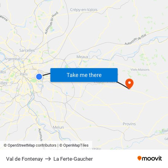 Val de Fontenay to La Ferte-Gaucher map