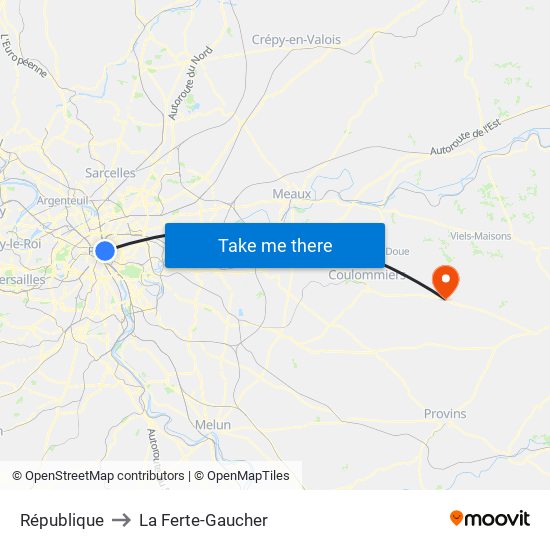 République to La Ferte-Gaucher map