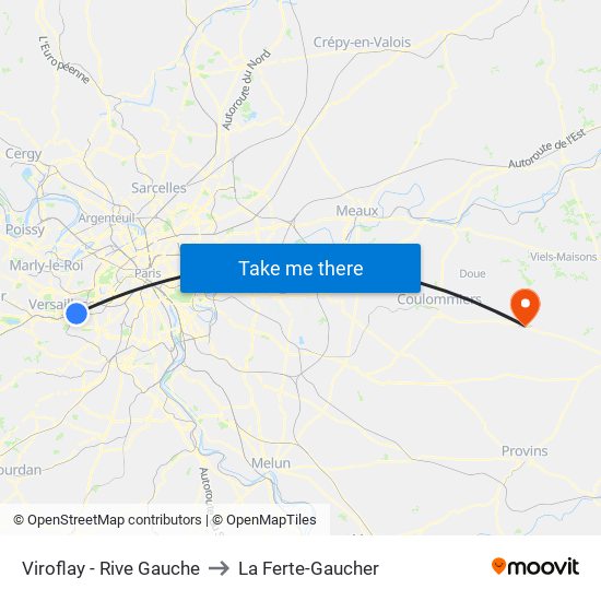 Viroflay - Rive Gauche to La Ferte-Gaucher map