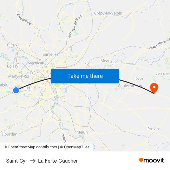 Saint-Cyr to La Ferte-Gaucher map