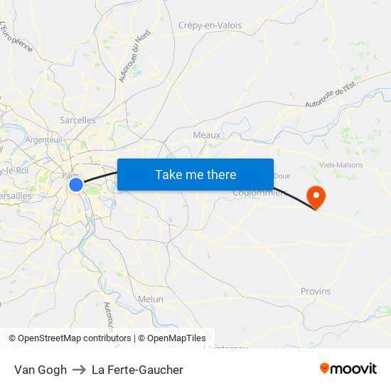 Van Gogh to La Ferte-Gaucher map