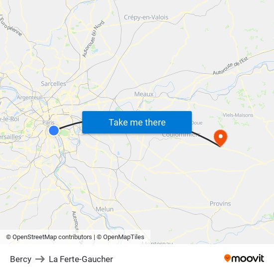 Bercy to La Ferte-Gaucher map