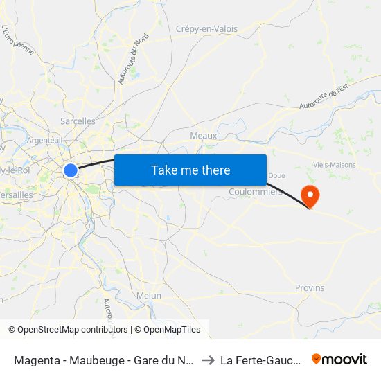 Magenta - Maubeuge - Gare du Nord to La Ferte-Gaucher map