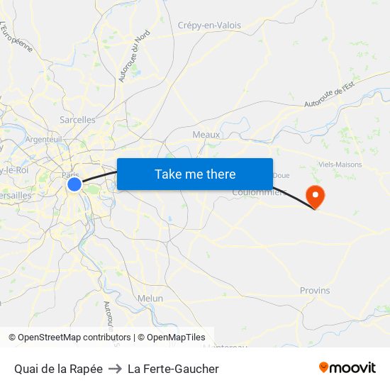 Quai de la Rapée to La Ferte-Gaucher map