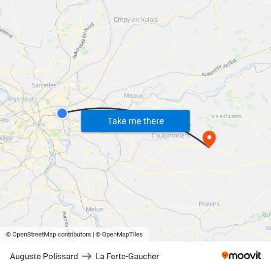 Auguste Polissard to La Ferte-Gaucher map
