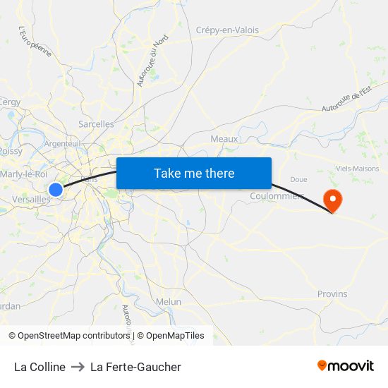 La Colline to La Ferte-Gaucher map