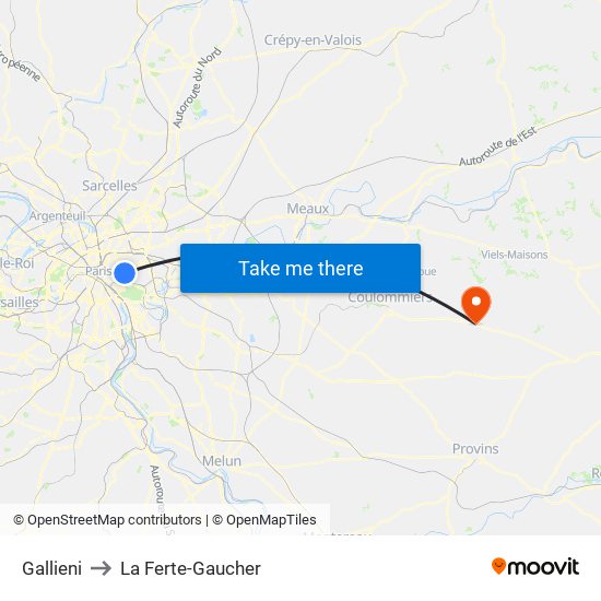 Gallieni to La Ferte-Gaucher map