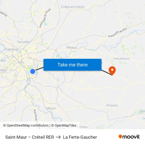 Saint-Maur – Créteil RER to La Ferte-Gaucher map
