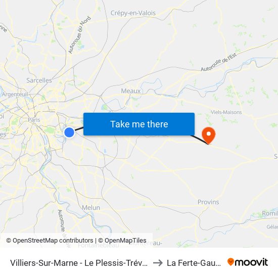 Villiers-Sur-Marne - Le Plessis-Trévise RER to La Ferte-Gaucher map