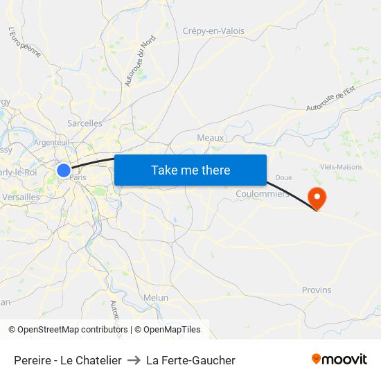 Pereire - Le Chatelier to La Ferte-Gaucher map