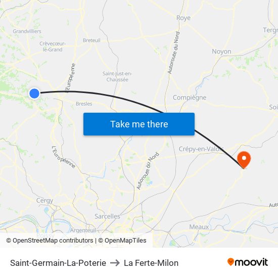 Saint-Germain-La-Poterie to La Ferte-Milon map