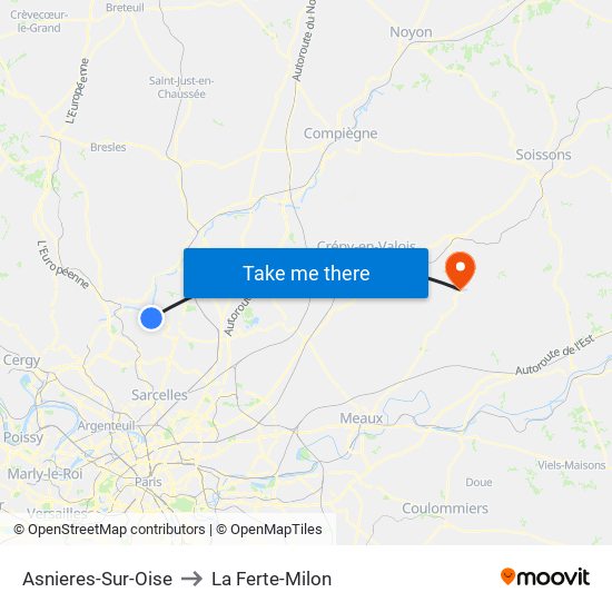Asnieres-Sur-Oise to La Ferte-Milon map