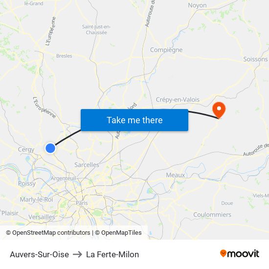 Auvers-Sur-Oise to La Ferte-Milon map