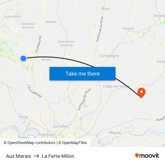 Aux Marais to La Ferte-Milon map