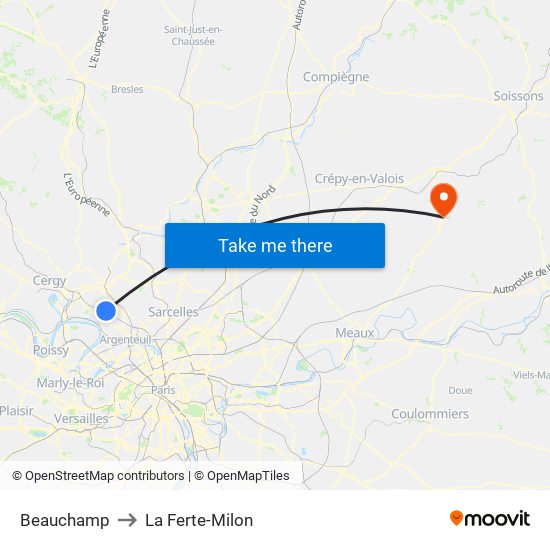 Beauchamp to La Ferte-Milon map