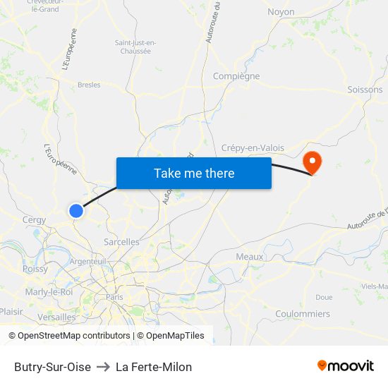Butry-Sur-Oise to La Ferte-Milon map
