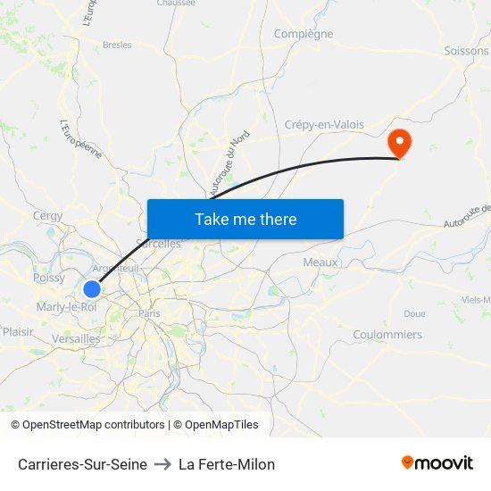 Carrieres-Sur-Seine to La Ferte-Milon map