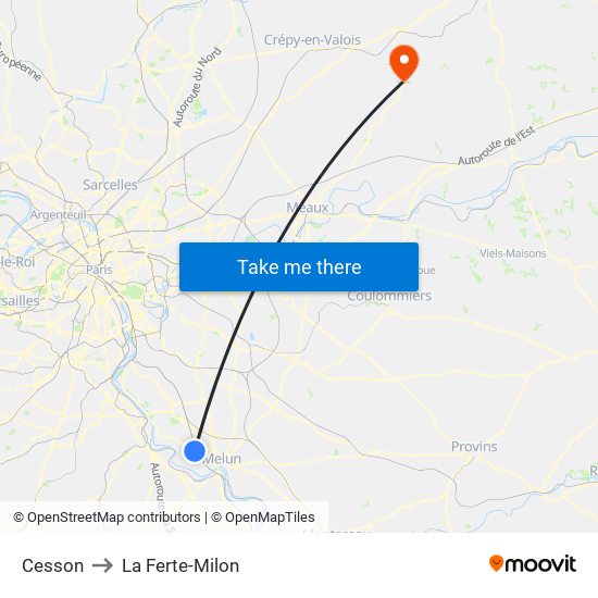 Cesson to La Ferte-Milon map