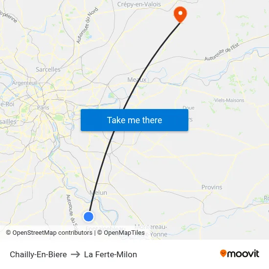 Chailly-En-Biere to La Ferte-Milon map