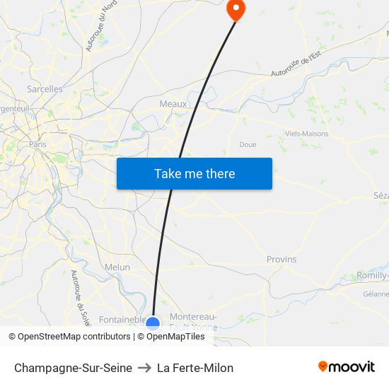 Champagne-Sur-Seine to La Ferte-Milon map