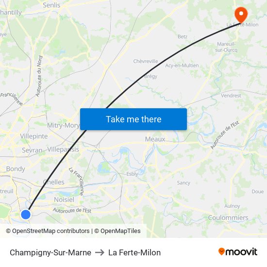 Champigny-Sur-Marne to La Ferte-Milon map