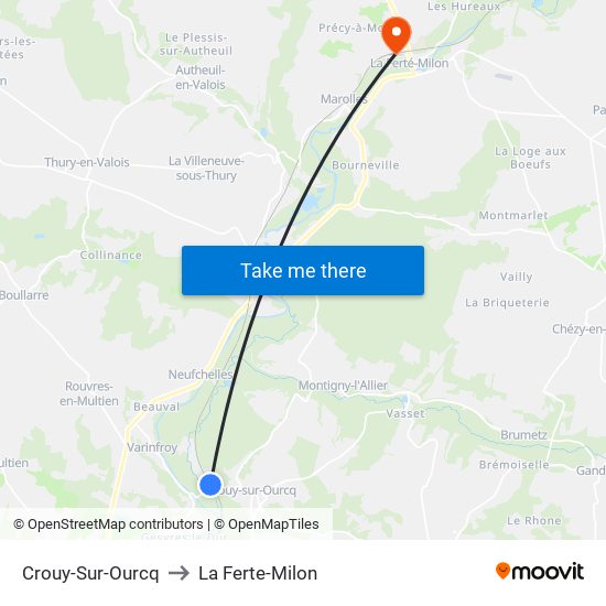 Crouy-Sur-Ourcq to La Ferte-Milon map