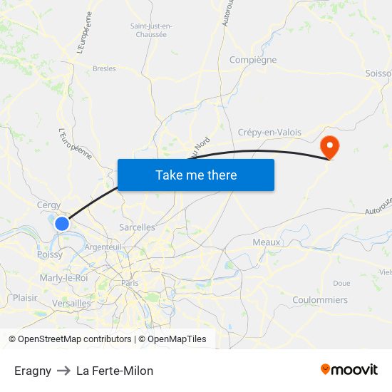 Eragny to La Ferte-Milon map