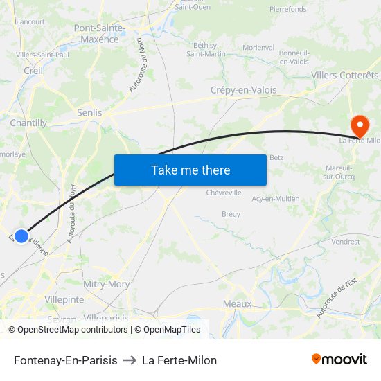 Fontenay-En-Parisis to La Ferte-Milon map