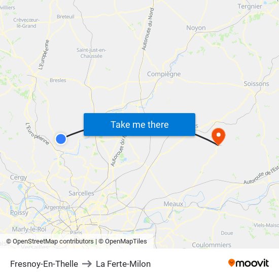 Fresnoy-En-Thelle to La Ferte-Milon map