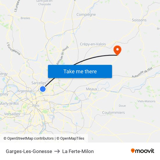 Garges-Les-Gonesse to La Ferte-Milon map