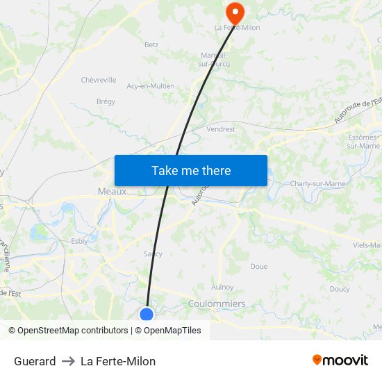 Guerard to La Ferte-Milon map