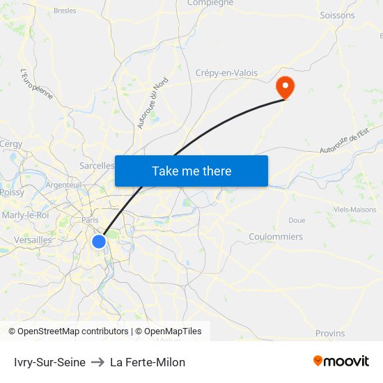 Ivry-Sur-Seine to La Ferte-Milon map