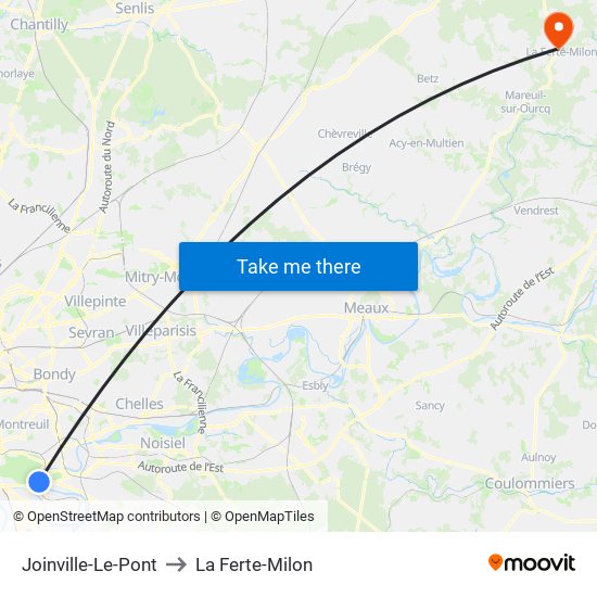 Joinville-Le-Pont to La Ferte-Milon map