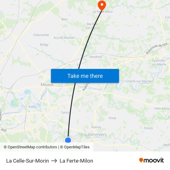 La Celle-Sur-Morin to La Ferte-Milon map