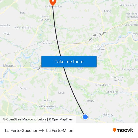 La Ferte-Gaucher to La Ferte-Milon map