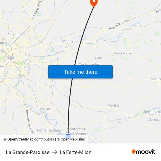 La Grande-Paroisse to La Ferte-Milon map