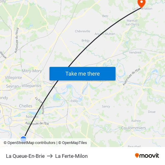 La Queue-En-Brie to La Ferte-Milon map