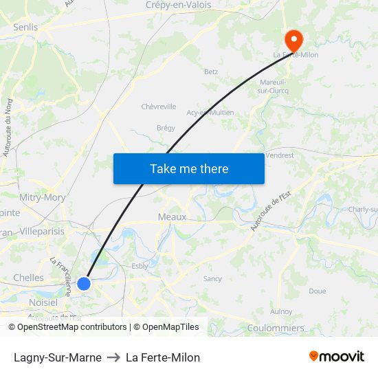 Lagny-Sur-Marne to La Ferte-Milon map